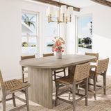 Garvee Oval Dining Table for 6-8 People with Thick Sturdy Wooden Base, Farmhouse Style for Kitchen, Living Room, Office, 63" Long, Gray - Gray