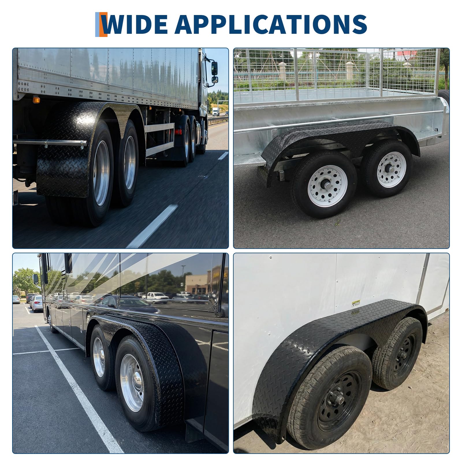 Wide applications for tandem axle trailer fenders on cargo and utility trailers