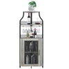 Garvee Corner Wine Bar Rack Cabinet with Detachable Wine Rack, Bar Cabinet with Glass Holder and Mesh Door, Liquor Coffe Bar Cabinet with Adjustable Shelves, ‎Grey