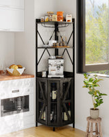 Garvee 72in Corner Wine Cabinet with Power Outlet, Industrial Wine Cabinet, RGB LED Lighting, Mesh Door, 12 Colors, Small Space Home Bar - Black