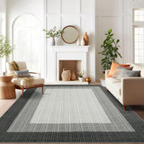 Garvee Area Rugs 9x12 Machine Washable Non Slip Stain Resistant Soft Carpet for Living Room Bedroom Farmhouse Grey - Grey Border