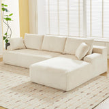 Garvee Cloud Couch With L-Shape Chaise 106in Modern Sectional Modular Sofa Deep Seat Corduroy Beige - Right Facing-Cream