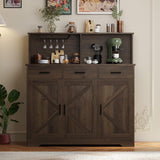 Garvee Farmhouse Sideboard Buffet With Microwave Stand, Barn Doors Storage Cabinet, Kitchen Dining Living Room, Brown - Brown