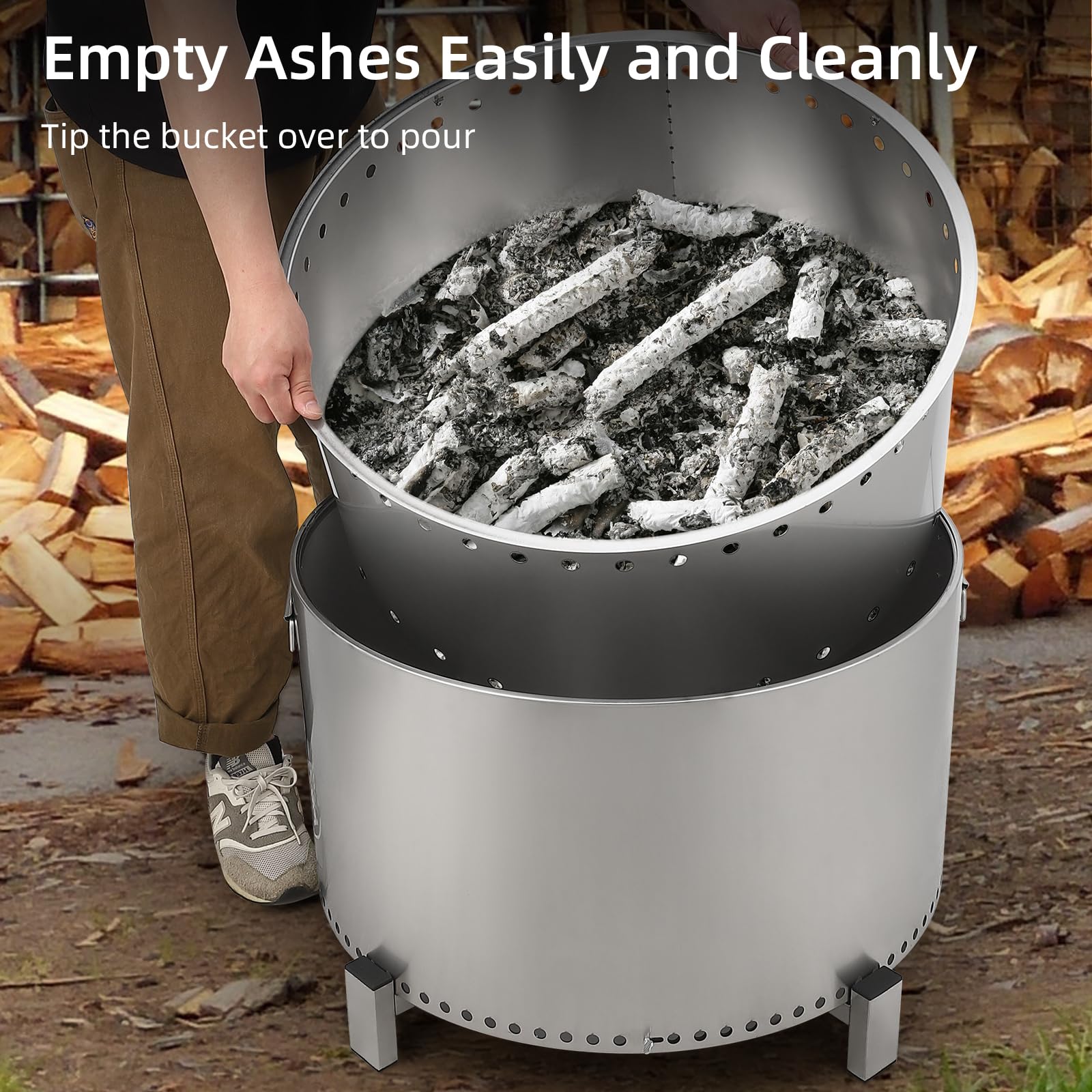 Empty ashes easily and cleanly with ash bucket design