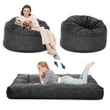 Garvee 2-in-1 Queen Size Giant Bean Bag Chair Bed - Convertible Corduroy Floor Mattress Sofa Couch, Dark Grey, Bedroom & Living Room - Dark Grey