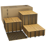 Garvee 33 Pack Acacia Wood Interlocking Deck Tiles, Weather-Resistant Non-Slip Flooring for Patio Balcony Poolside, 11.8" x 11.8", Yellow - Yellow-1