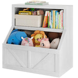 Garvee Kids Bookshelf and Toy Storage, Wooden Toddler Bookcase Cabinet with Storage Organizer, Children's Large Cubbies for Playroom Bedroom Nursery Classroom School Kindergarten Daycare - Vintage White
