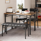 Garvee Dining Table Set for 4 + Kitchen Table + Upholstered Chairs & Bench + MDF Board + Metal Frame + Space-Saving + Small Space, Apartment, Studio, Home - Retro Color