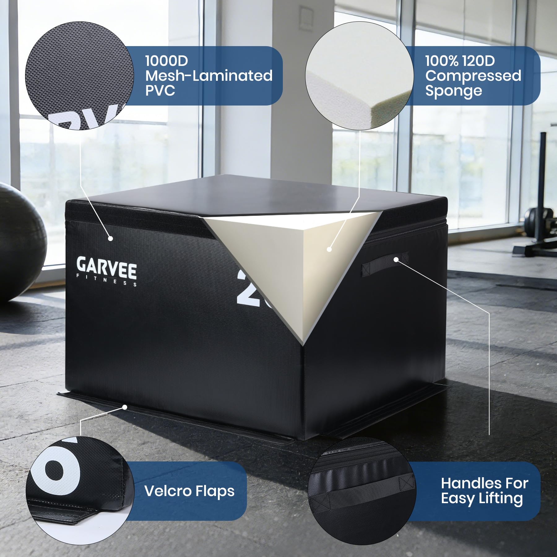 Boîte plyométrique en mousse souple avec éponge compressée et revêtement en PVC
