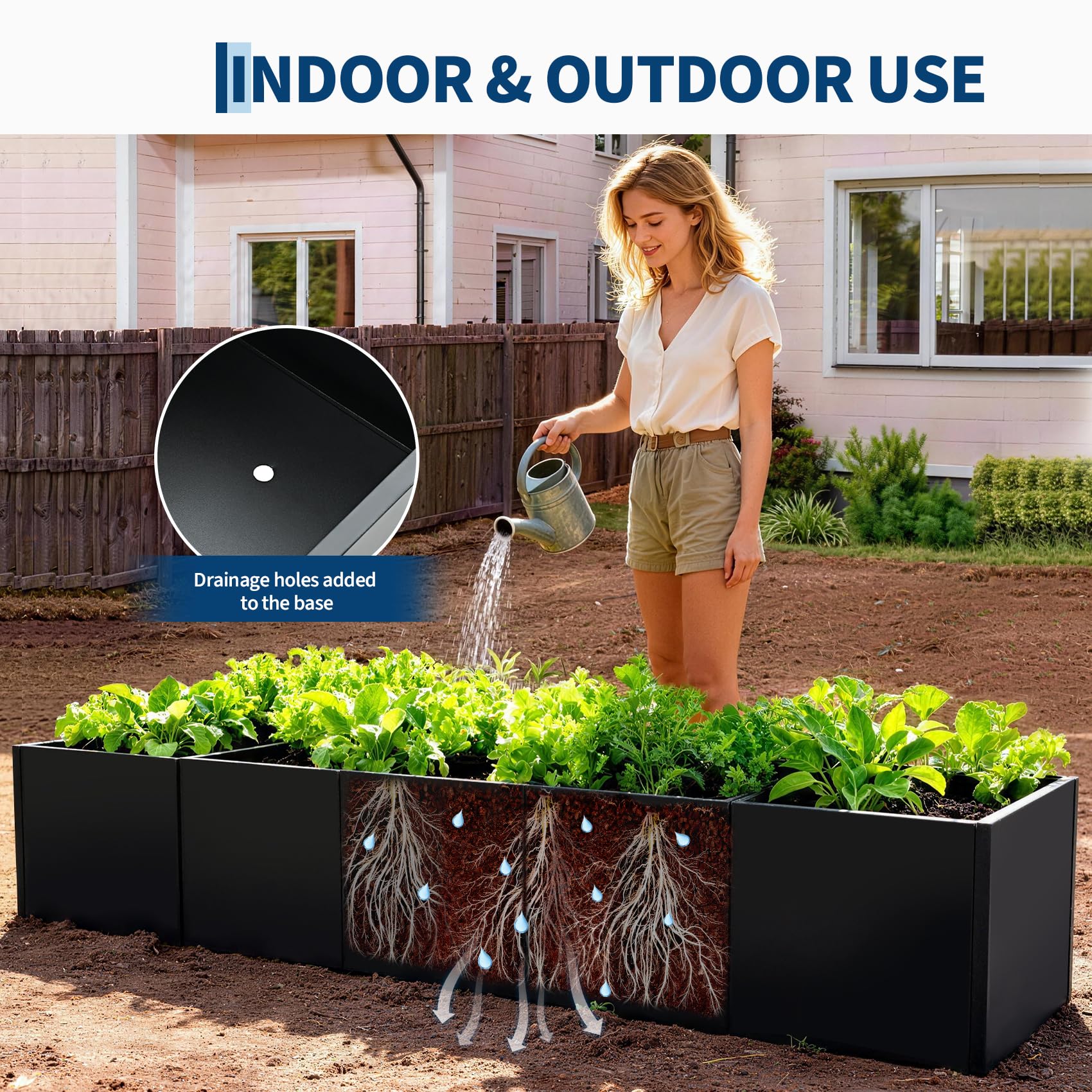 Garvee 68 inch planter drainage holes for outdoor planting