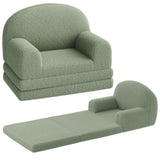 Garvee Kids Couch 2-in-1 Convertible Toddler Sofa with Soft Sherpa, Green-Half-Moon, Medium Size for Playroom and Bedroom，Green - Green