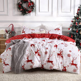 Garvee Christmas Duvet Cover King, Reversible Printed Comforter Cover Set Christmas Holiday Decorative Bedding, Soft Microfiber Red Duvet + 2 Pillow Shams (Christmas Reindeer and Snowflake, King) - Christmas White