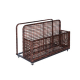 Garvee Poolside Float Storage PE Rattan Outdoor Pool Caddy With Rolling Wheels Patio Deck Boxes Brown 43.3"L x 22.5"W x 28.7"H - Brown
