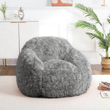 Garvee Bean Bag Chair With Armrest, Soft Fluffy Faux Fur, High-Density Foam Floor Sofa, Black, 37"W x 37.8"D x 25.59"H - Black