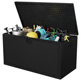 Garvee 150 Gal Large Resin Deck Box, Waterproof Lockable Outdoor Storage Bin for Porch Patio Garden, Black - Black