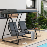 Garvee 2 Person Porch Swing Chair With Adjustable Canopy & Removable Cushions For Garden Balcony Poolside Backyard Dark Grey
