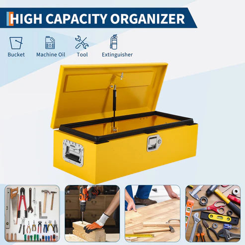 Garvee Heavy Duty Steel Truck Bed Tool Box – Waterproof Metal Storage Organizer with Lock, Side Handle, Durable Compact Toolbox for Pickup, RV, Trailer, Workshop – Powder-Coated Yellow, 30x13x9.6 Inches, 2026 Model