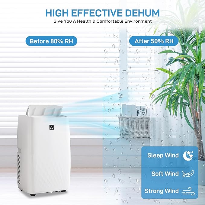 Garvee Portable Air Conditioner with Cooling and Dehumidification Function,14000 BTU Portable AC Suitable for 700 Sq.Ft Air Cooler with a Remote Control Function Easy Movement