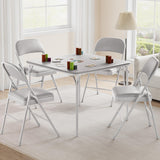 Garvee 33.6 in Folding Card Table with PU Leather Cushion, Portable Square Table for Dining Room, Office, Camping, Black - Grey
