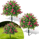 Garvee 2 Pcs 60Cm Artificial Boxwood Topiary Ball Trees with Ground Spike for Outdoors, Garden, Front Porch, UV Resistant Green - Rose Red