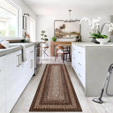 Garvee Area Rug 2x6 Braided Print Washable Rug Non-Slip Entryway Runner Brown Ultra-Thin Farmhouse Kitchen Bedroom Accent Carpet - Brown