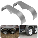 Garvee 2 Pack Tandem Trailer Fenders, Double Axle, Fit 13-15 Inch Wheels, 66" x 9.1" x 20", Black - Sliver