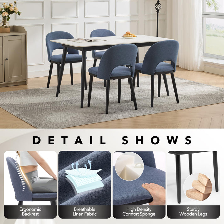 Ergonomic curved backrest with foam cushion on Garvee dining chair