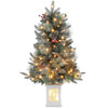 Garvee 3ft Prelit Artificial Christmas Tree with Snowflake Light Box Base, 78 Warm Lights & Red Berry for Front Door, Porch, Entryway, Fireside Christmas Decoration, Set of 1