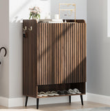 Garvee Large Shoe Cabinet with Doors Adjustable Shelves for Hallway Entryway Living Room Nut-Brown - Brown