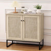 Garvee Sideboard Buffet Cabinet with 2 Rattan Doors, Farmhouse Console Table with Storage, Entryway Accent Table Kitchen Cupboard for Living Room, Hallway, Dining Room, Natural
