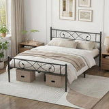 Garvee Queen Size Platform Bed Frame Metal With Unique Fist Design Headboard Under Bed Storage Black - Black (Fist Design)
