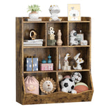 Garvee Three-Tier Kids Bookshelf and Bookcase, Toy Storage Cabinet for Storage Books and Toys, Multi Shelf with Cubby Cabinet for Kindergarten, Kid's Bedroom, Classroom, Playroom (Retro Brown) - Retro Color