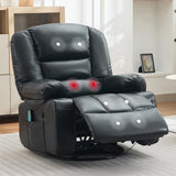 Garvee Rocker Recliner Chair with Vibration Massage and Heating, 360° Swivel, Extra Wide PU Leather Sofa Chair, Black, Living Room and Bedroom - Pu/Black