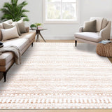 Garvee Boho Rug 5x7 Bedroom Area Rug Indoor Non-Slip Throw Floor Carpet Geometric Large Living Room Rug Stain Resistant Moroccan Accent Rug for Home Office Dining Room, Brown - Brown
