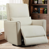 Garvee Swivel Rocking Manual Recliner Chair for Adults, Rocker Recliner Glider Deep Seat PU Leather Sofa Chair with High Backrest for Nursery, Living Room, Bedroom & Home Movie Theater, Beige - Beige