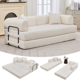 Garvee 79" Convertible Sleeper Sofa Bed Couch, 4-in-1 Boneless Corduroy Folding Sofa Bed with Pillow, Living Room, Beige, Spacious & Comfortable - Corduroy | Beige