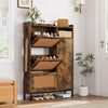 Garvee Rattan Shoe Storage Cabinet with 3 Flip Drawers, Freestanding Organizer with Adjustable Shelves for Entryway, Narrow Shoe Rack Cabinet for Hallway, Easy Assembly, Brown