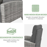 Garvee Wicker Reclining Patio Chair with Adjustable Back and Footrest, Outdoor Recliner Chair for Garden, 150° Lay Flat, Removable Cushion, Grey