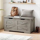 Garvee Storage Chest, 39.4" Large Toy Chest, Wood Toy Box for Boys Girls with Lids, Storage Bench with Safety Hinge, Supports 350 Lbs, Storage Trunk for Living Room, Bedroom, Playroom, Gray - Gray