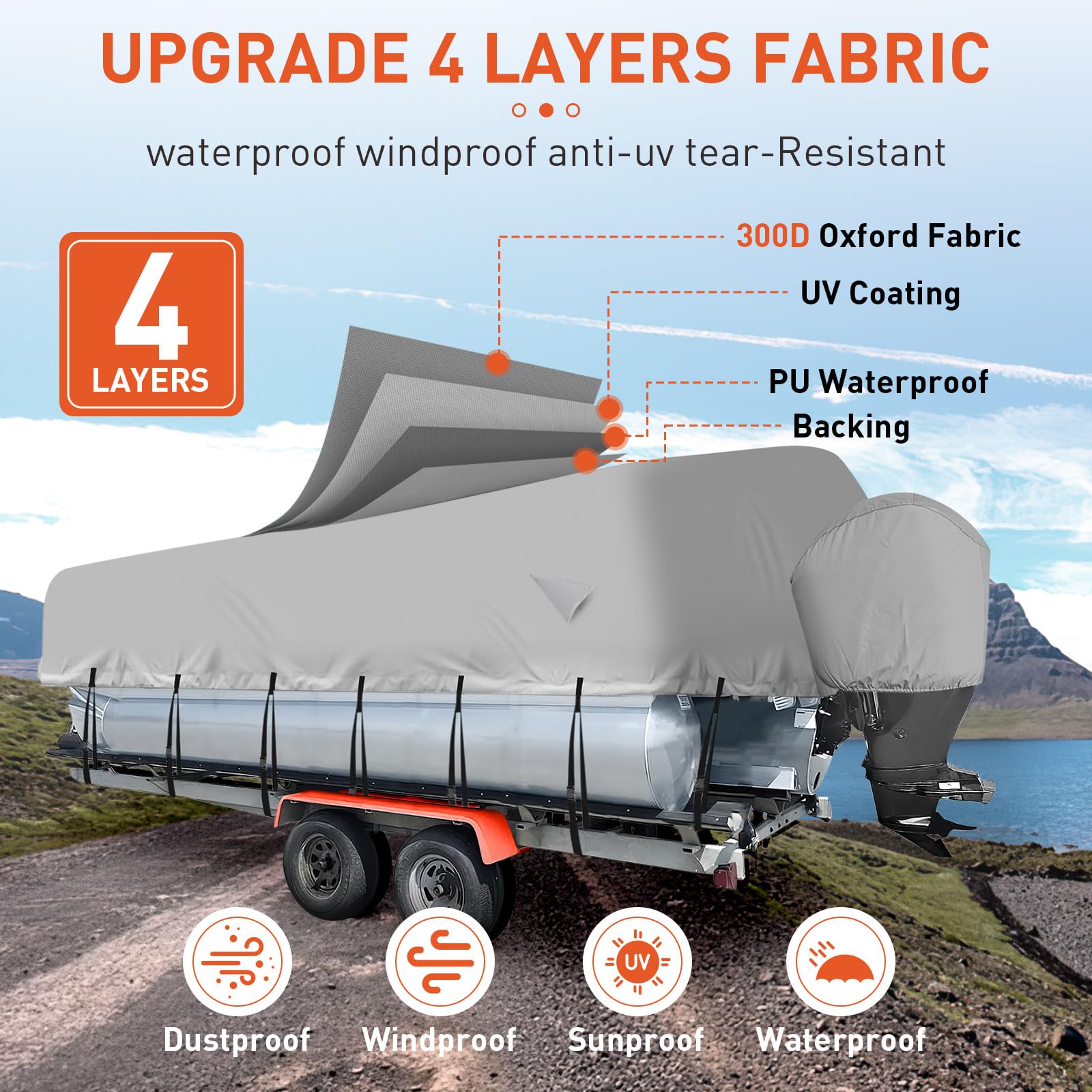 4-layer 300D pontoon boat cover fabric