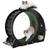 Garvee 4-In-1 Cat Wheels for Indoor Cats, 40 Inch Large Exercise Wheel with Carpeted Runway & Scratcher, Silent, Safe, Easy Assembly - Moon Black