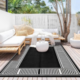 Garvee Outdoor Rug 10x14 Large Waterproof Reversible Plastic Straw Rug for Patio, RV, Balcony, Picnic - White - Line White