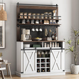 Garvee Coffee Hutch Cabinet Farmhouse Coffee Bar Cabinet 75" Tall Buffet Cabinet with Storage Large Bar Cabinet Kitchen Buffet Sideboard with Sliding Barn Door Dining Room