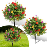 Garvee 2 Pcs 60Cm Artificial Boxwood Topiary Ball Trees with Ground Spike for Outdoors, Garden, Front Porch Decor, Green - Mixed Colors