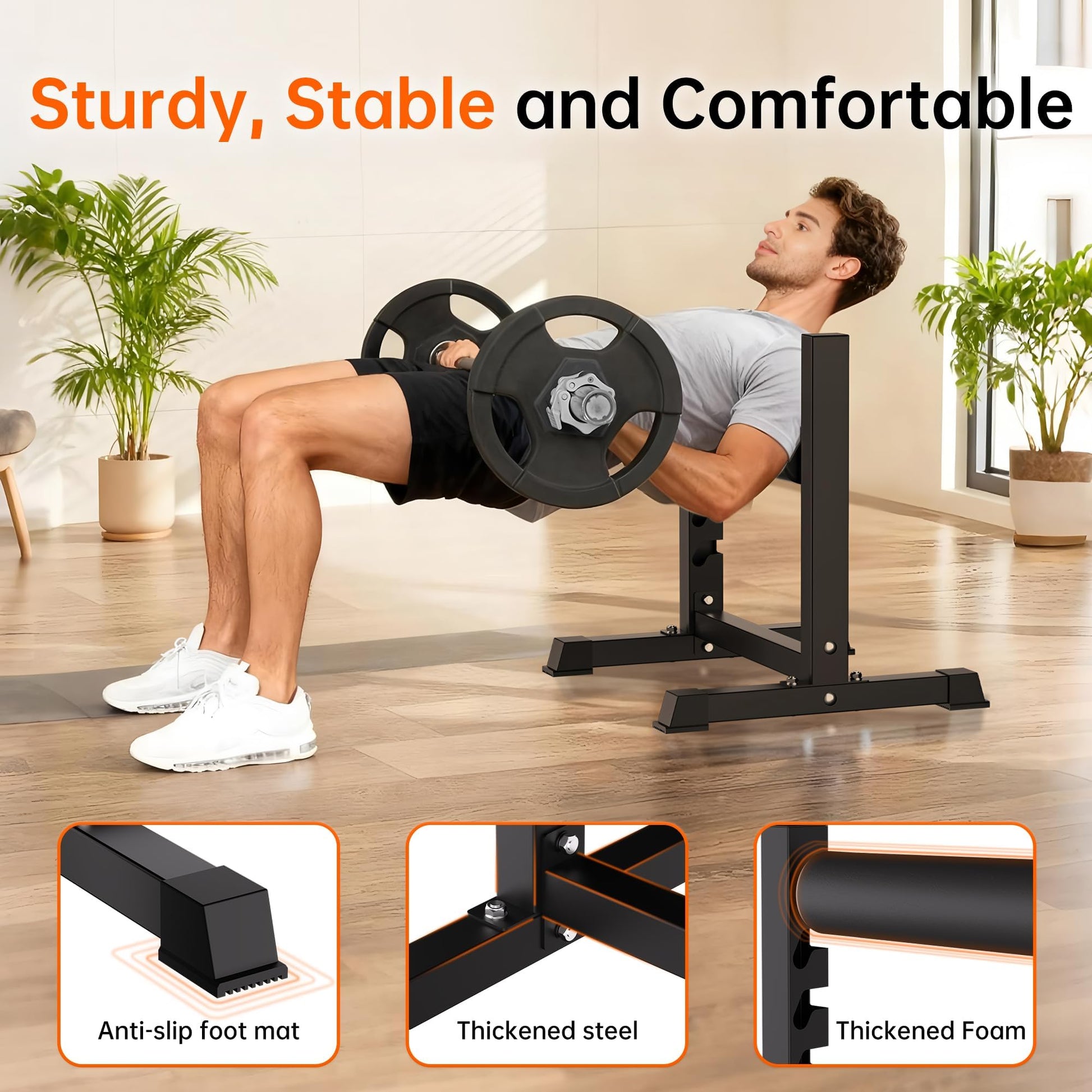 Thick padded roller and stable frame for comfortable training