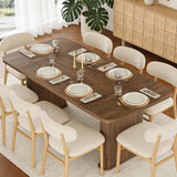 Garvee 62 Inch Large Dining Table With Grille Design For Dining Home Office Living Room, Seats 6-8, Multiple Wood Finishes - Walnut