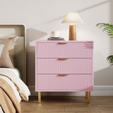 Garvee Pink Dresser Modern 3 Drawer Wood Storage Organizer for Bedroom Living Room 28x17x30 Inches - Pink