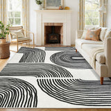 Garvee Abstract 5x7 Area Rugs, Soft Washable Non Slip Ultra Thin Carpet for Living Room Bedroom, Black - Black