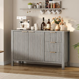 Garvee 46.5 in Fluted Sideboard Buffet Cabinet with 2 Doors and 3 Drawers for Entryway Living Room Dining Room Oak Gray - Oak Gray