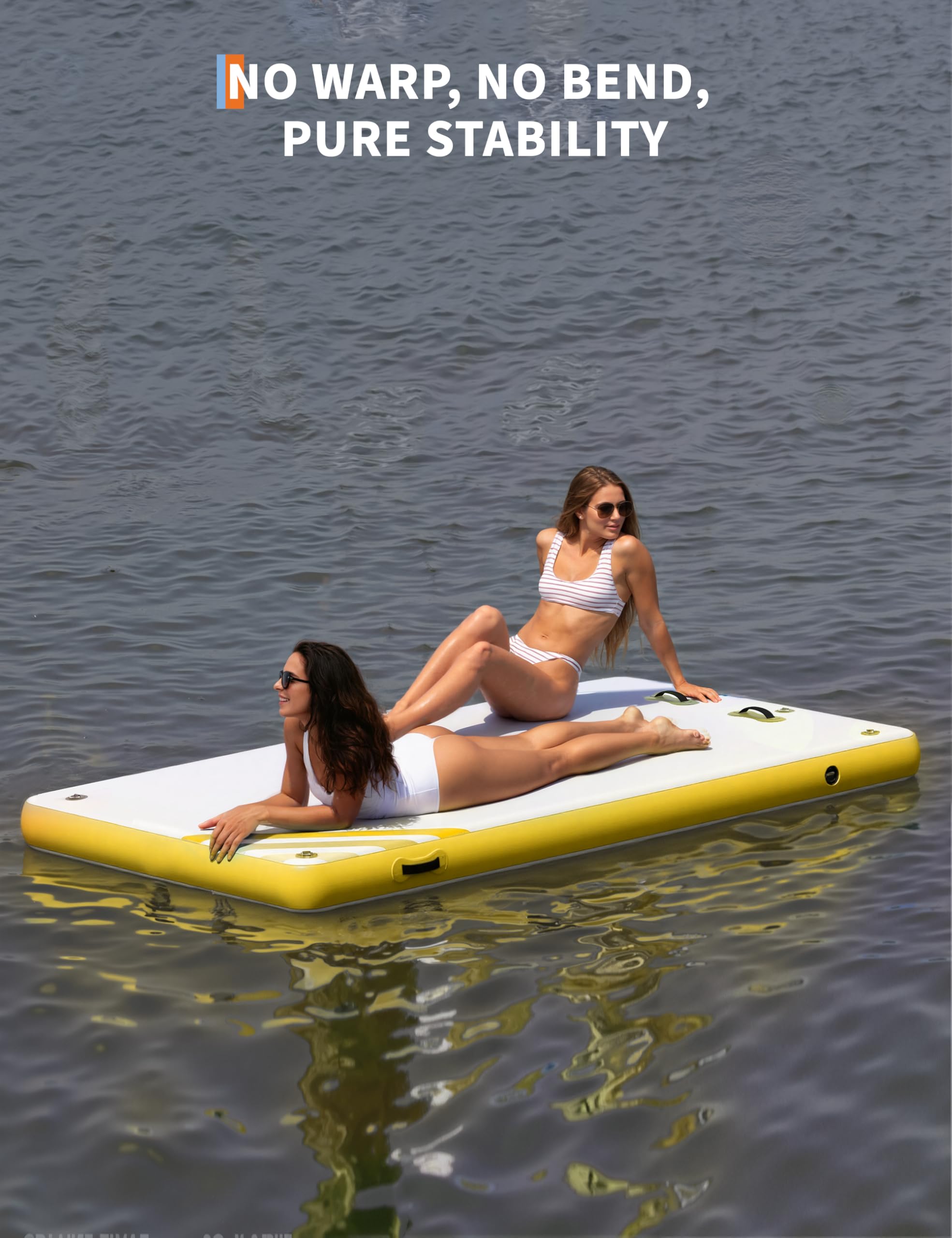 Stable non-slip inflatable dock on the water